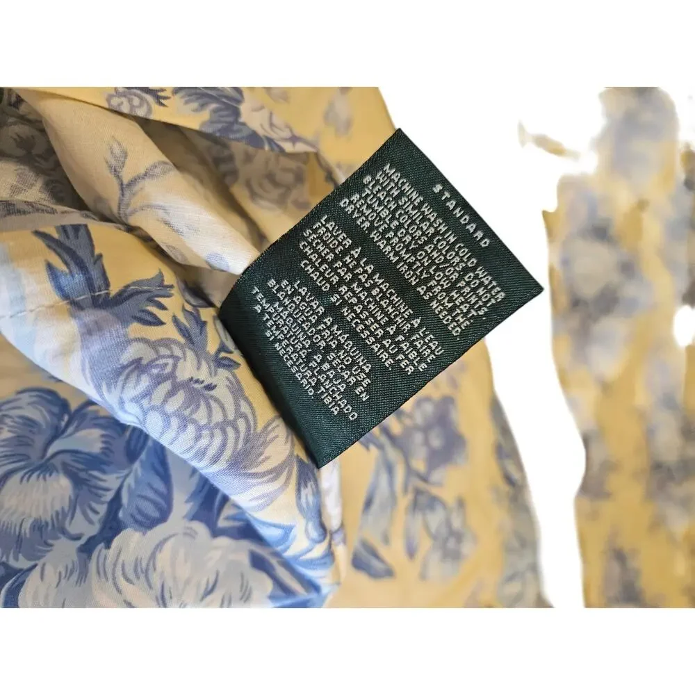 Lauren Ralph Lauren Queen Comforter 2 Pillow Shams Yellow Blue Floral Cotton
